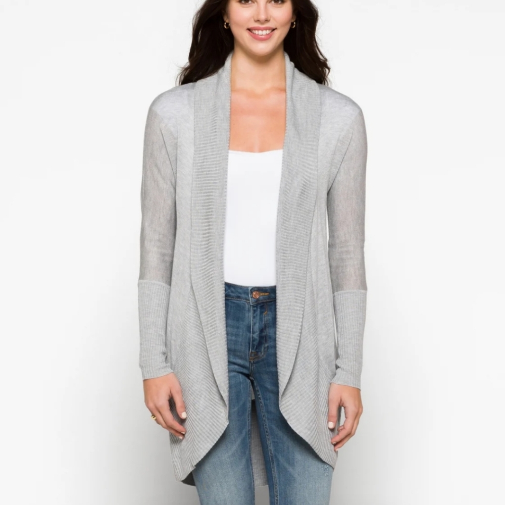 RD Style Sonole Open Drape Cardigan - Light Grey - XXL